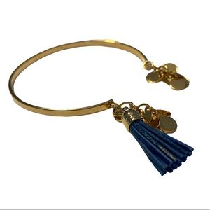 New Shiraleah Bracelet Aerin Navy Gold Tassel Bangle